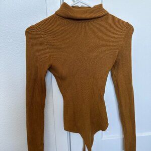 Abercrombie LuxeLoft Turtleneck Bodysuit – Gold, Size XS